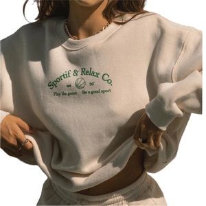 Princess Polly MVP OVERSIZED CREWNECK SWEATSHIRT and joggers set CREAM